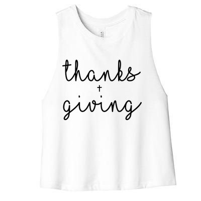 Thanks Plus Giving Cute Thanksgiving Women's Racerback Cropped Tank