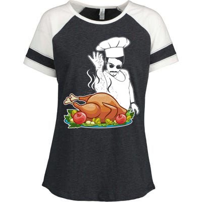 Thanksgiving  Turkey BAE Enza Ladies Jersey Colorblock Tee