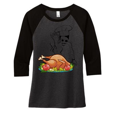 Thanksgiving  Turkey BAE Women's Tri-Blend 3/4-Sleeve Raglan Shirt