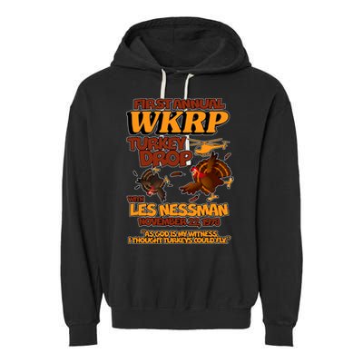 Thanksgiving 1st Annual WKRP Turkey Drop Garment-Dyed Fleece Hoodie