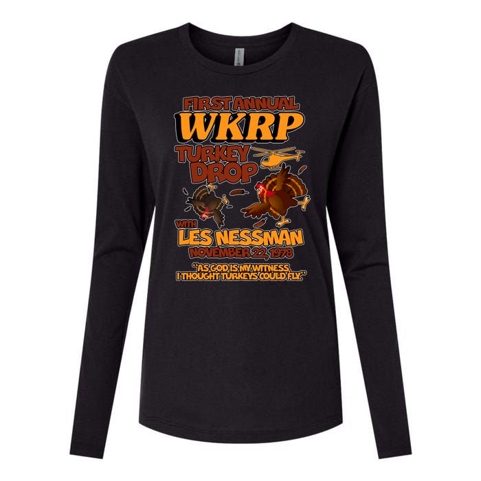 Thanksgiving 1st Annual WKRP Turkey Drop Womens Cotton Relaxed Long Sleeve T-Shirt