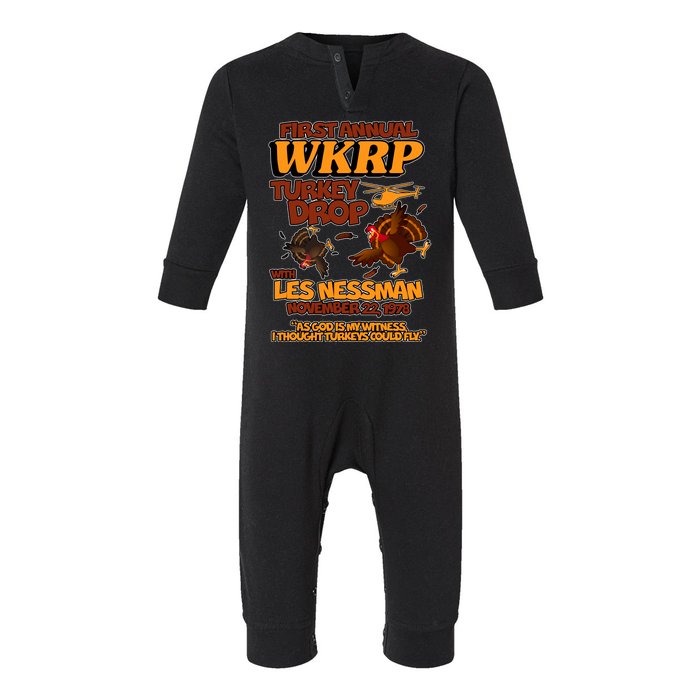 Thanksgiving 1st Annual WKRP Turkey Drop Infant Fleece One Piece