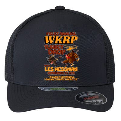 Thanksgiving 1st Annual WKRP Turkey Drop Flexfit Unipanel Trucker Cap