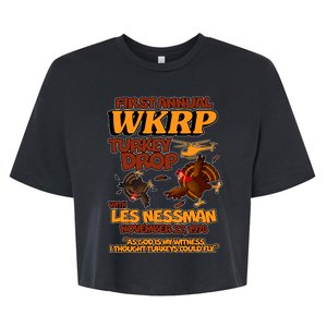 Thanksgiving 1st Annual WKRP Turkey Drop Bella+Canvas Jersey Crop Tee