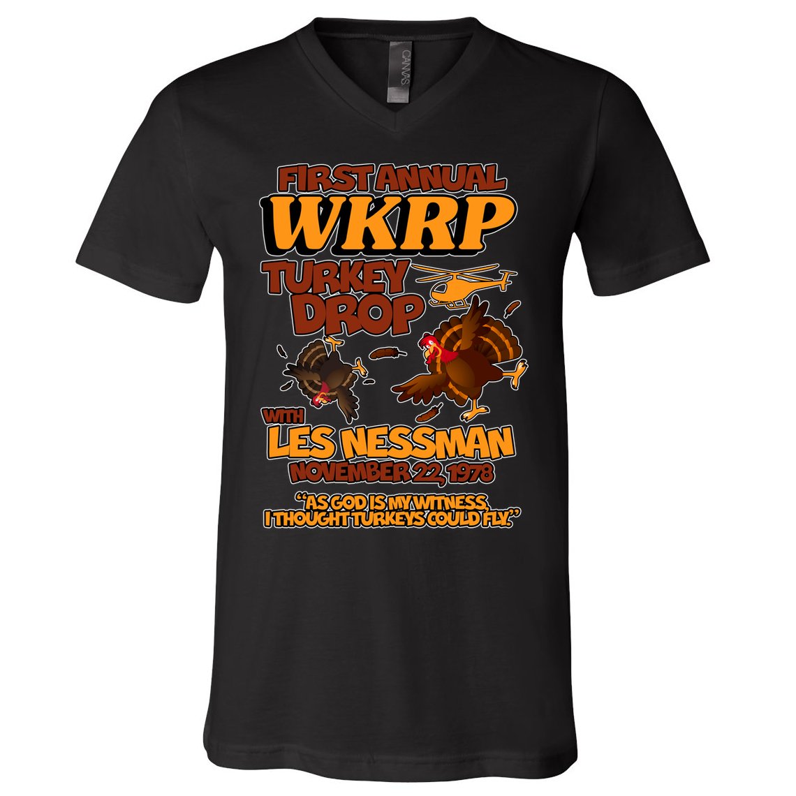 Thanksgiving 1st Annual WKRP Turkey Drop V-Neck T-Shirt