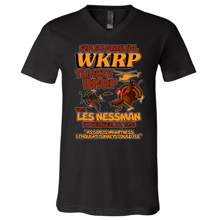 Thanksgiving 1st Annual WKRP Turkey Drop V-Neck T-Shirt