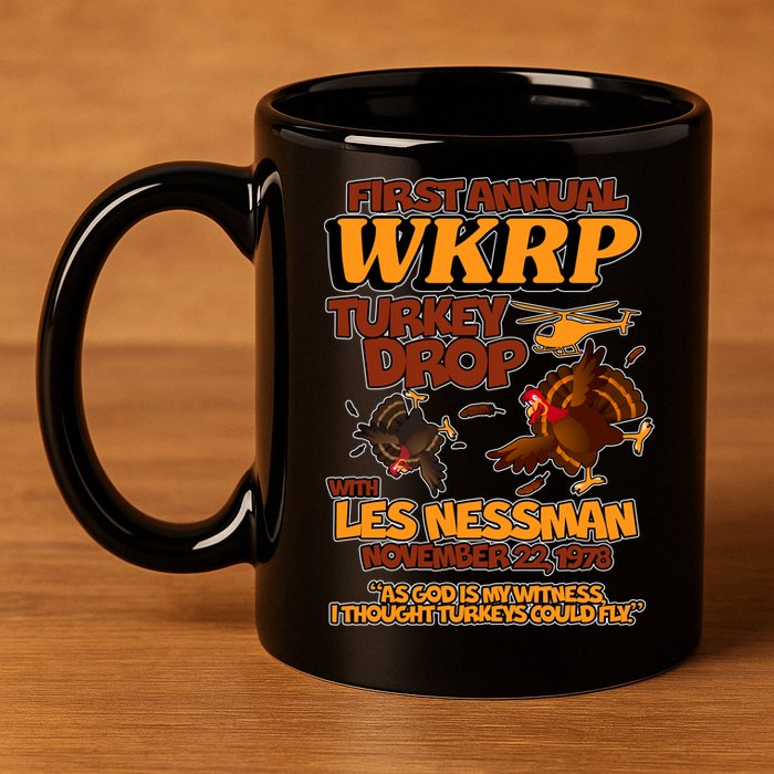 Thanksgiving 1st Annual WKRP Turkey Drop 11oz C Handle Ceramic Mug