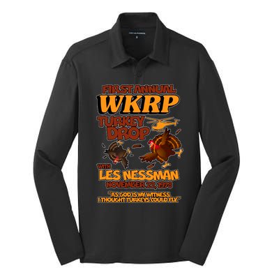 Thanksgiving 1st Annual WKRP Turkey Drop Silk Touch Performance Long Sleeve Polo