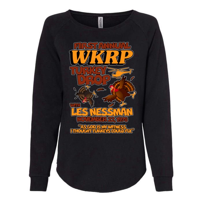 Thanksgiving 1st Annual WKRP Turkey Drop Womens California Wash Sweatshirt