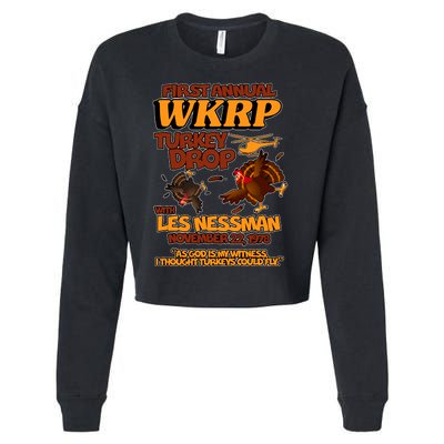 Thanksgiving 1st Annual WKRP Turkey Drop Cropped Pullover Crew