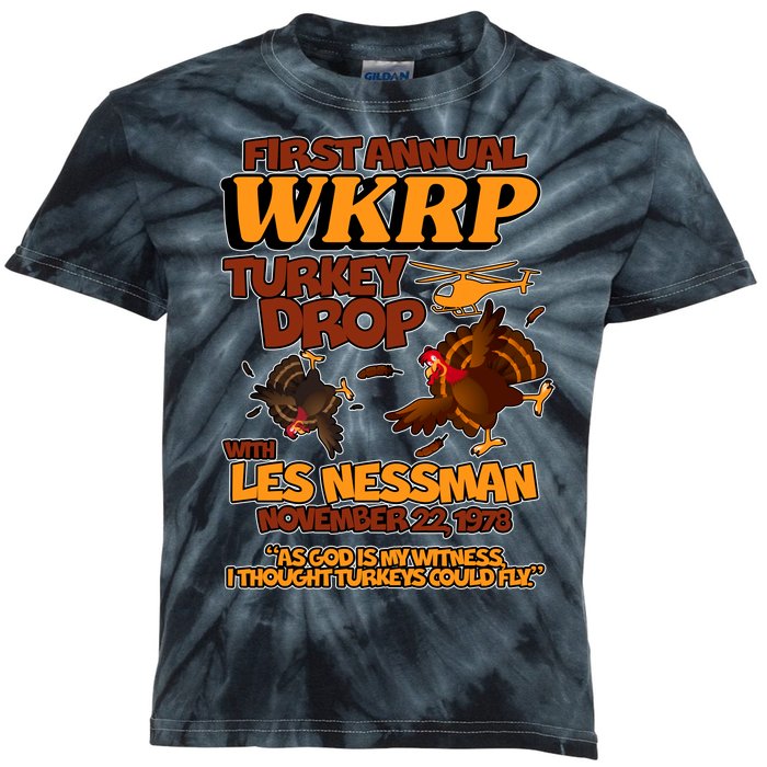 Thanksgiving 1st Annual WKRP Turkey Drop Kids Tie-Dye T-Shirt