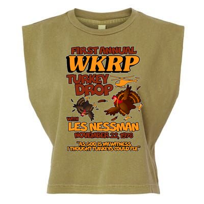 Thanksgiving 1st Annual WKRP Turkey Drop Garment-Dyed Women's Muscle Tee