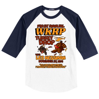 Thanksgiving 1st Annual WKRP Turkey Drop Baseball Sleeve Shirt