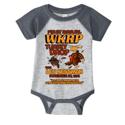 Thanksgiving 1st Annual WKRP Turkey Drop Infant Baby Jersey Bodysuit