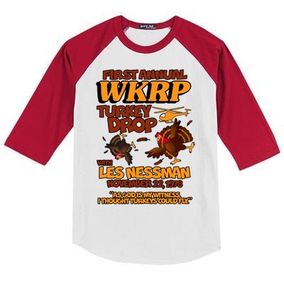 Thanksgiving 1st Annual WKRP Turkey Drop Kids Colorblock Raglan Jersey