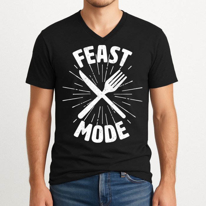 Thanksgiving And Christmas Feast Mode V-Neck T-Shirt
