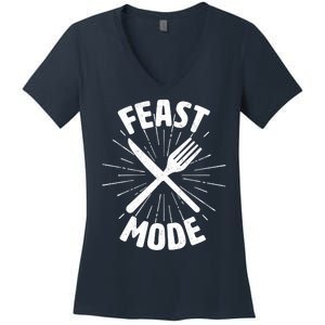 Thanksgiving And Christmas Feast Mode Women's V-Neck T-Shirt