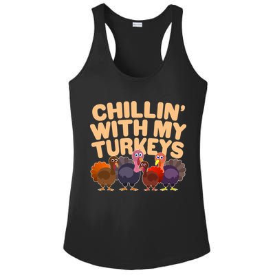 Thanksgiving Chillin' With My Turkeys Ladies PosiCharge Competitor Racerback Tank