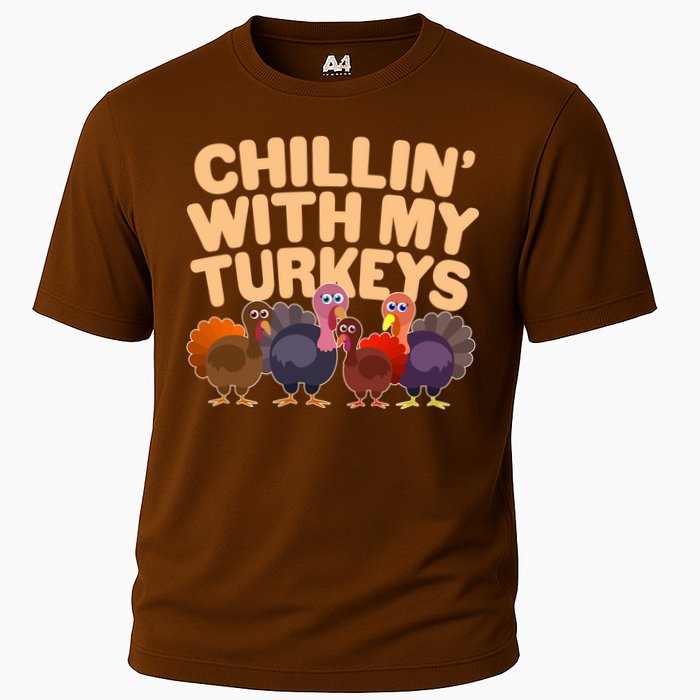 Thanksgiving Chillin' With My Turkeys Cooling Performance Crew T-Shirt