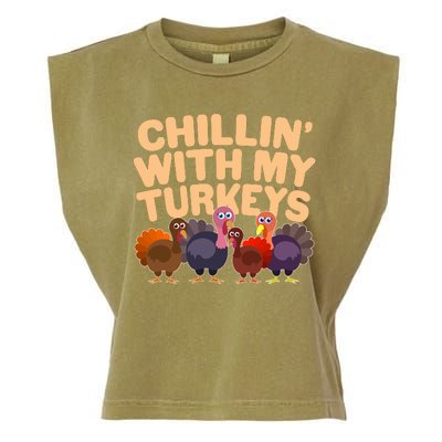 Thanksgiving Chillin' With My Turkeys Garment-Dyed Women's Muscle Tee