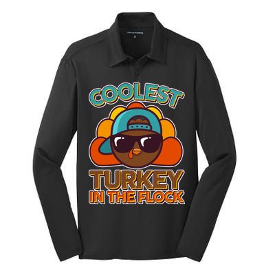 Thanksgiving Coolest Turkey In The Flock Silk Touch Performance Long Sleeve Polo