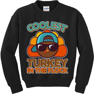 Thanksgiving Coolest Turkey In The Flock Kids Sweatshirt