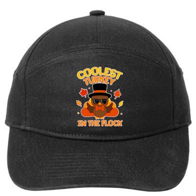 Thanksgiving Cute Coolest Turkey In The Flock 7-Panel Snapback Hat