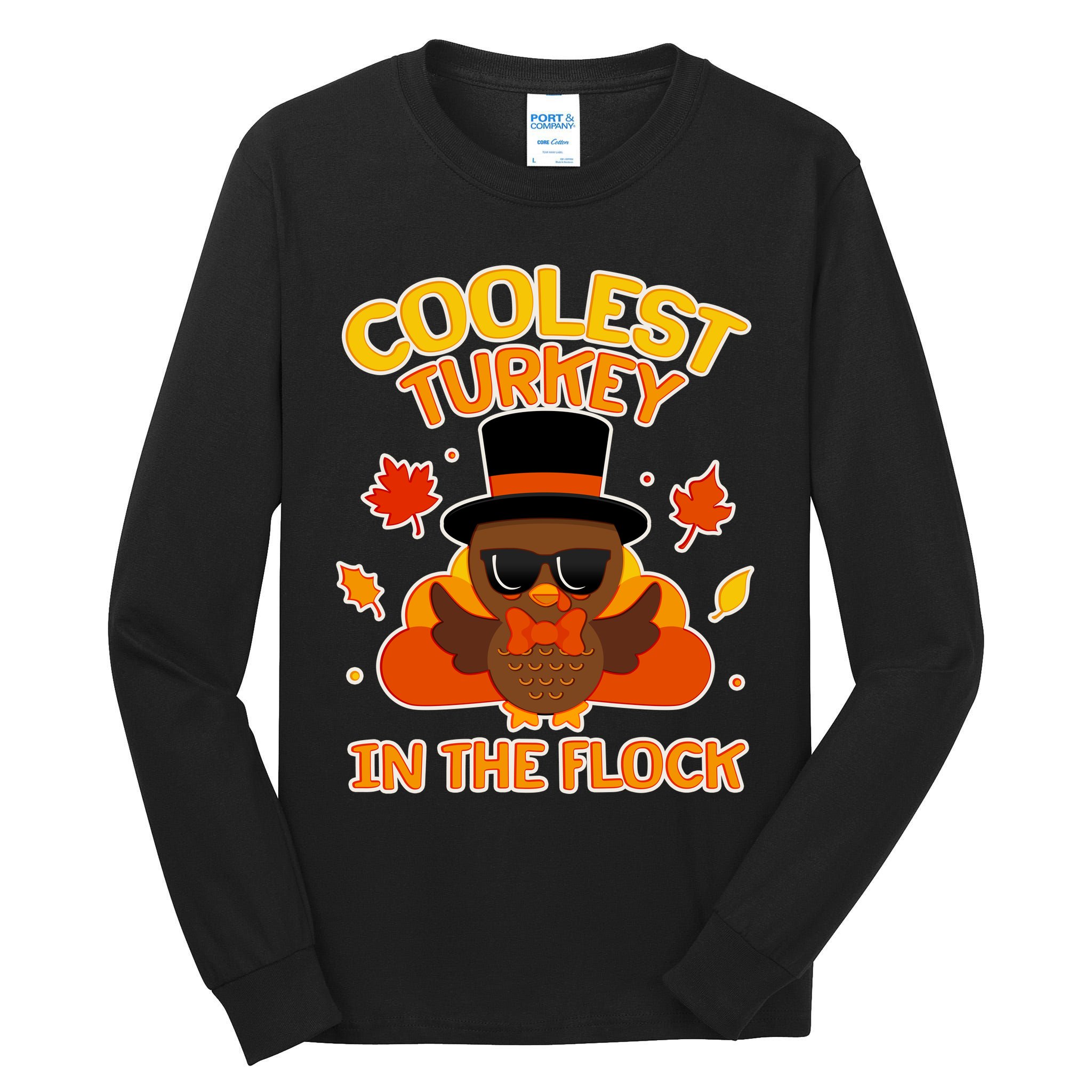 Thanksgiving Cute Coolest Turkey In The Flock Tall Long Sleeve T-Shirt