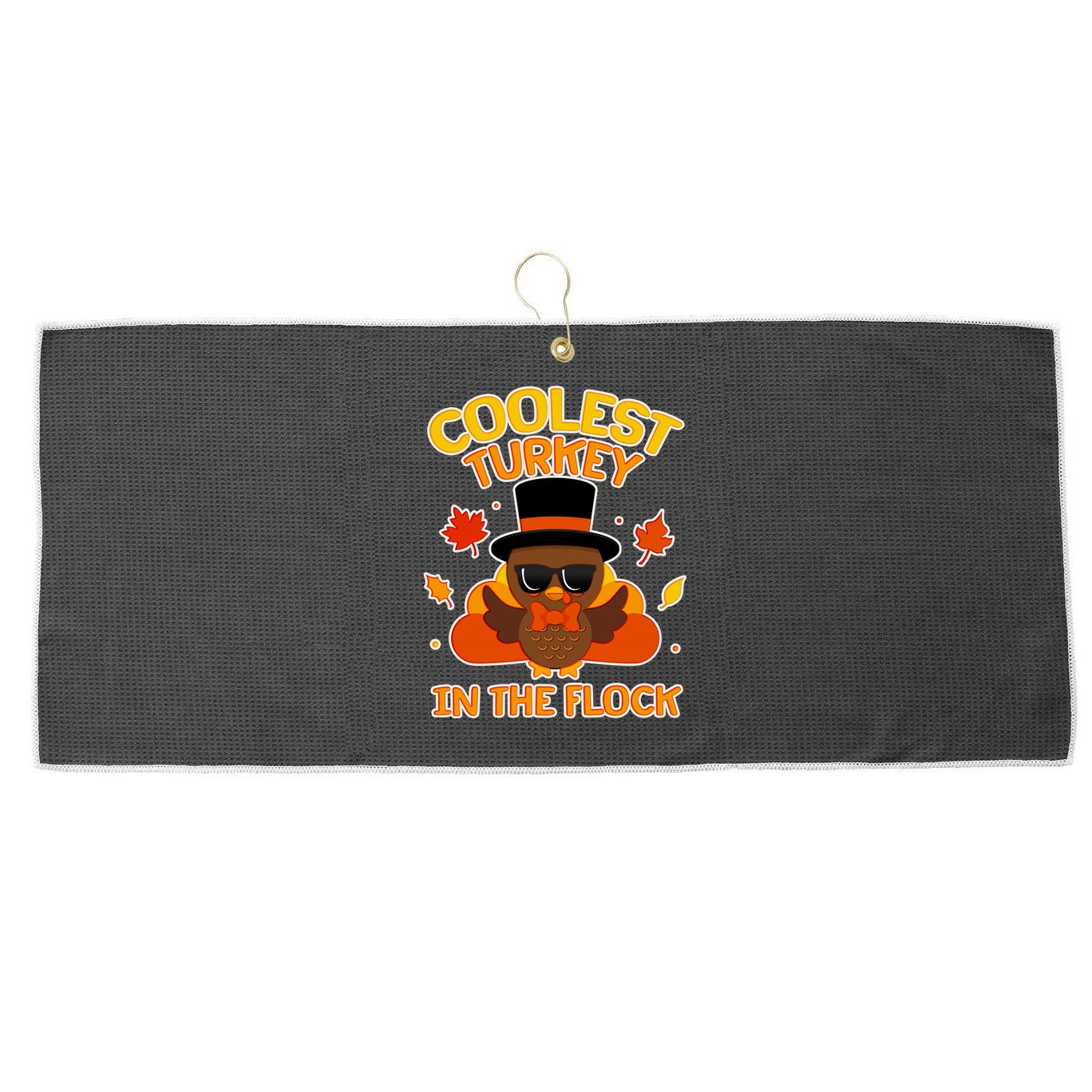 Thanksgiving Cute Coolest Turkey In The Flock Large Microfiber Waffle Golf Towel