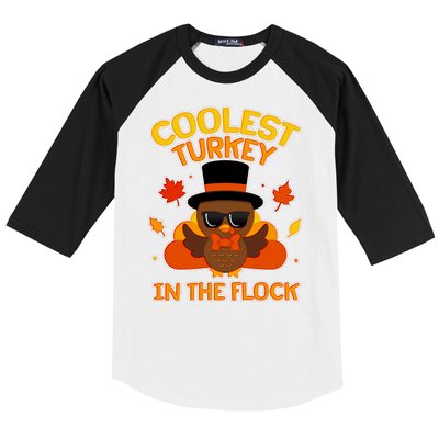 Thanksgiving Cute Coolest Turkey In The Flock Baseball Sleeve Shirt