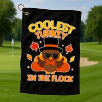 Thanksgiving Cute Coolest Turkey In The Flock Golf Towel