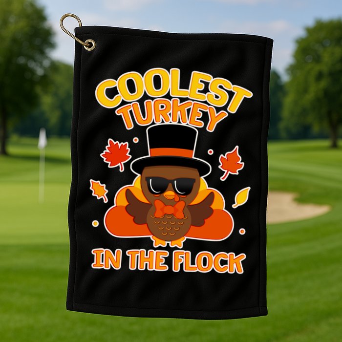 Thanksgiving Cute Coolest Turkey In The Flock Golf Towel
