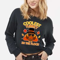 Thanksgiving Cute Coolest Turkey In The Flock Cropped Pullover Crew