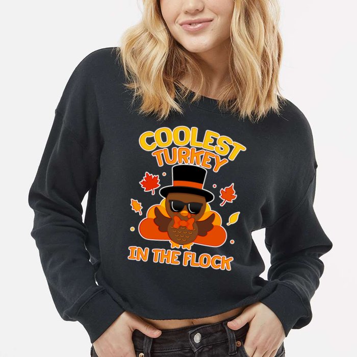 Thanksgiving Cute Coolest Turkey In The Flock Cropped Pullover Crew
