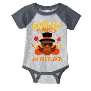 Thanksgiving Cute Coolest Turkey In The Flock Infant Baby Jersey Bodysuit