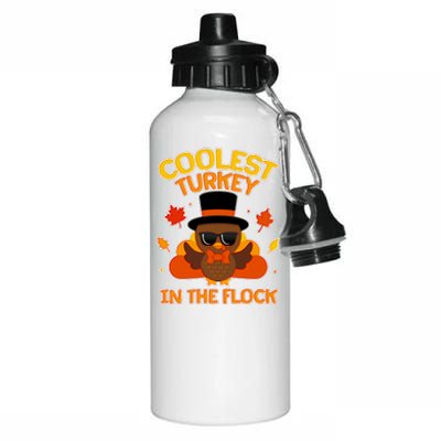 Thanksgiving Cute Coolest Turkey In The Flock Aluminum Water Bottle