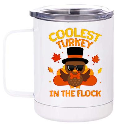 Thanksgiving Cute Coolest Turkey In The Flock 12 oz Stainless Steel Tumbler Cup