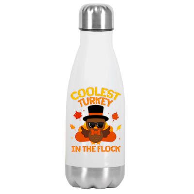 Thanksgiving Cute Coolest Turkey In The Flock Stainless Steel Insulated Water Bottle