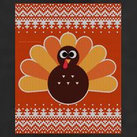 Thanksgiving Cute Turkey Ugly Sweater 7 Panel Mesh Trucker Snapback Hat