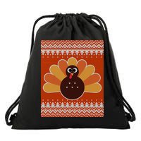 Thanksgiving Cute Turkey Ugly Sweater Drawstring Bag