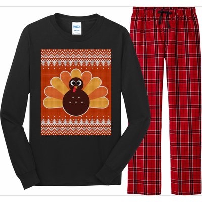 Thanksgiving Cute Turkey Ugly Sweater Long Sleeve Pajama Set