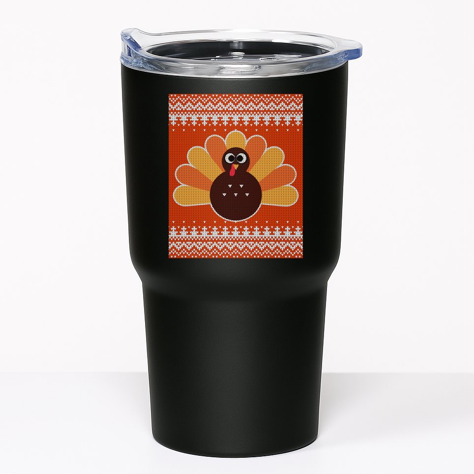 Thanksgiving Cute Turkey Ugly Sweater Tumbler