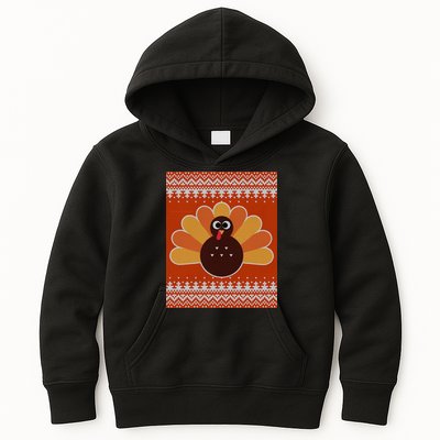 Thanksgiving Cute Turkey Ugly Sweater Kids Hoodie