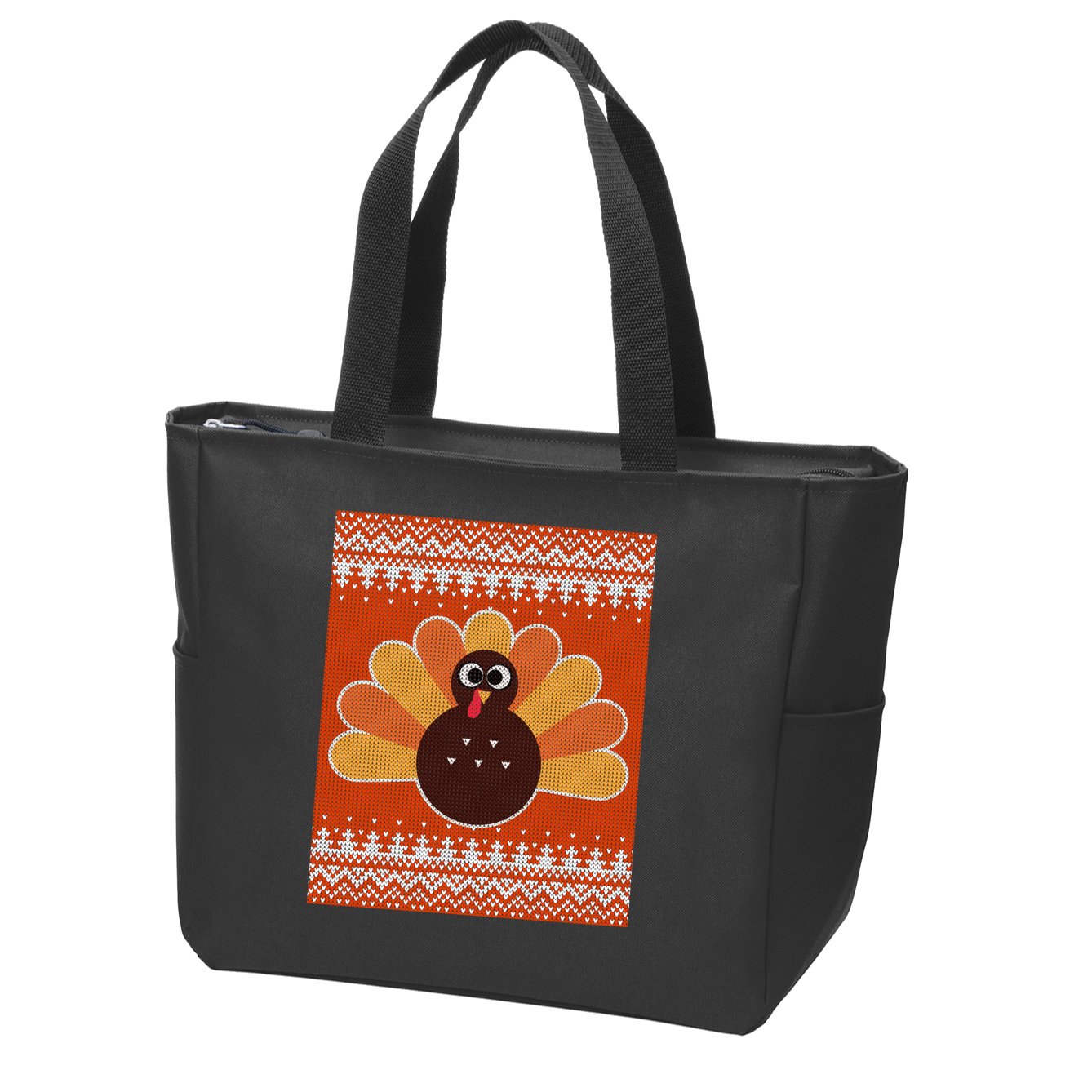 Thanksgiving Cute Turkey Ugly Sweater Zip Tote Bag