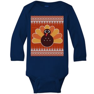 Thanksgiving Cute Turkey Ugly Sweater Baby Long Sleeve Bodysuit