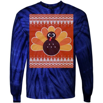 Thanksgiving Cute Turkey Ugly Sweater Tie-Dye Long Sleeve Shirt