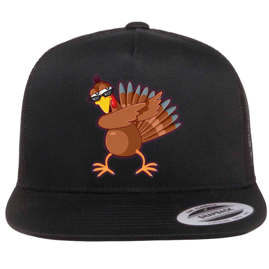 Thanksgiving Dabbing Turkey Flat Bill Trucker Hat