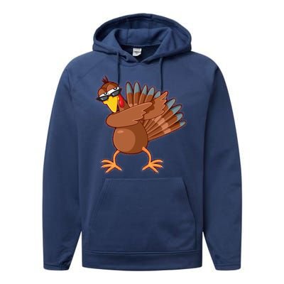 Thanksgiving Dabbing Turkey Performance Fleece Hoodie