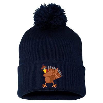 Thanksgiving Dabbing Turkey Pom Pom 12in Knit Beanie