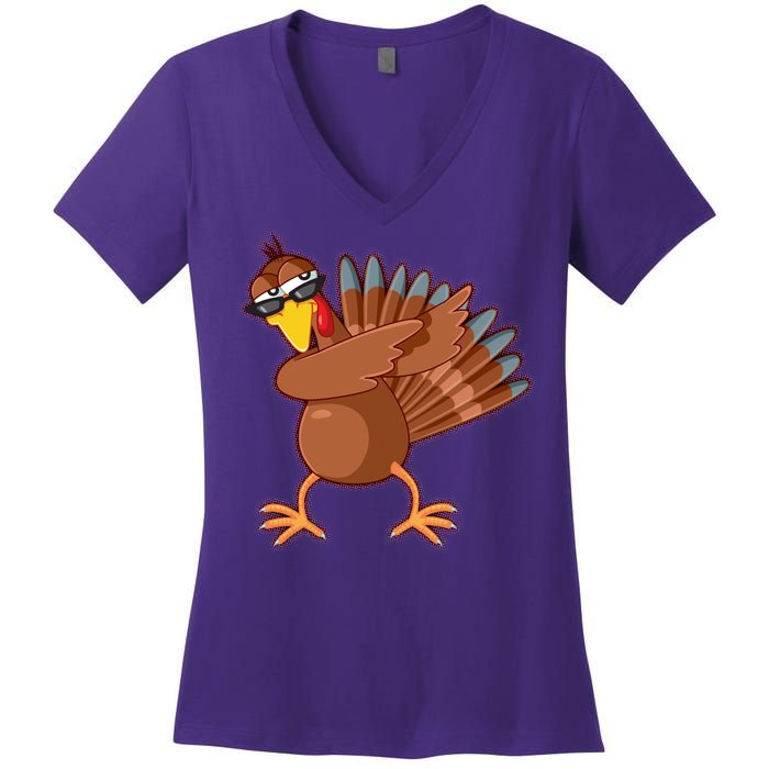 Thanksgiving Dabbing Turkey Women's V-Neck T-Shirt